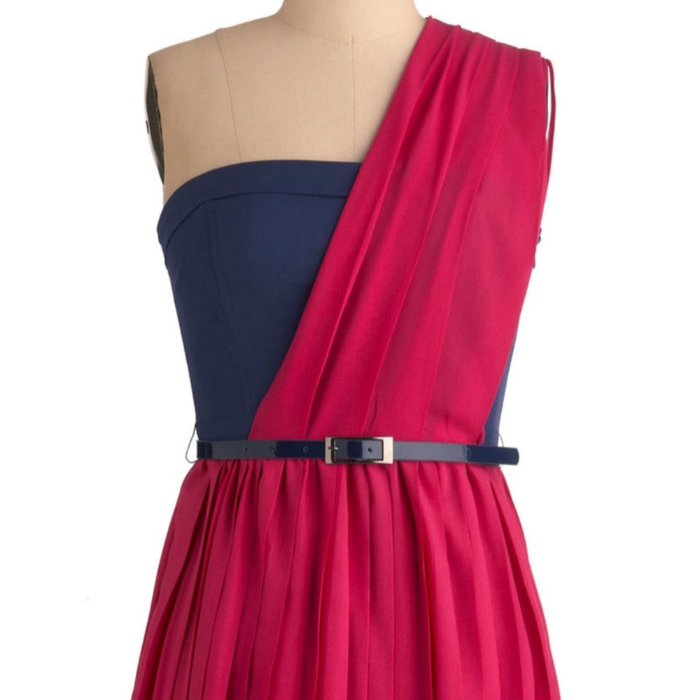 Navy and Pink one shoulder dress